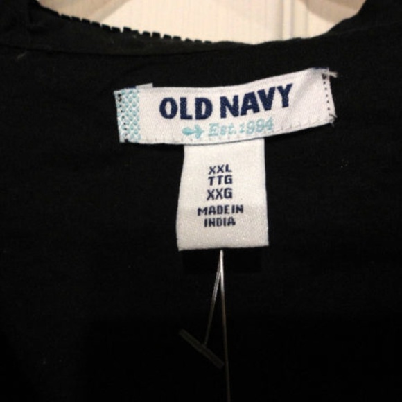 Old Navy black button down shirt rhinestone jewel - Picture 3 of 5